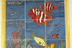 Cuadro fondo marino. Cuerda seca.